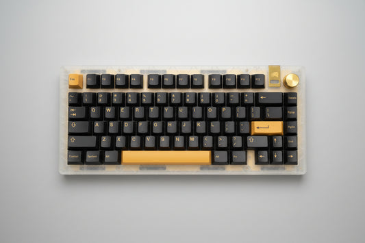 Glorious GMMK 3 75% Compact Mechanical Keyboard with Transparent Gold Design and Aluminum Volume Knob (Custom Built)