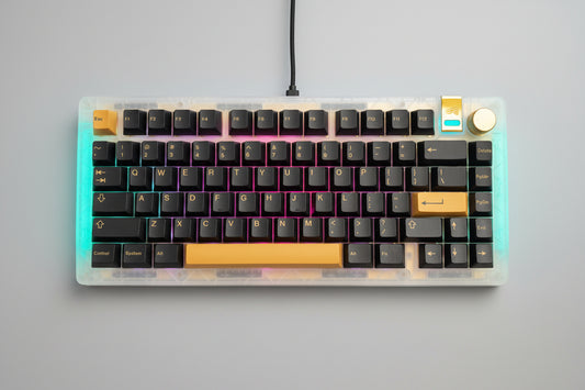 Glorious GMMK 3 75% Compact Mechanical Keyboard with Transparent Gold Design and Aluminum Volume Knob (Custom Built)