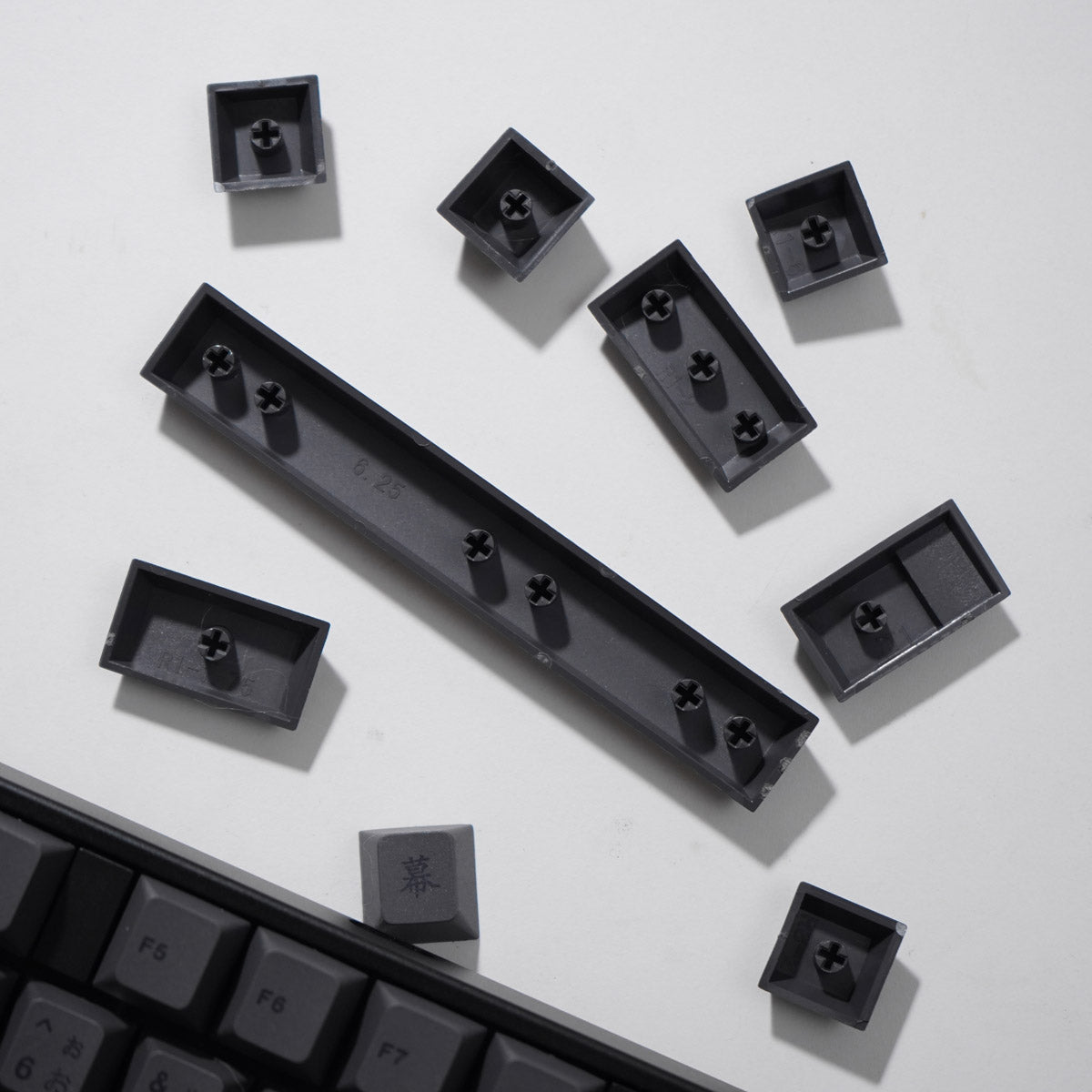 Black on Gray PBT Keycaps Cherry Profile - TypeHero