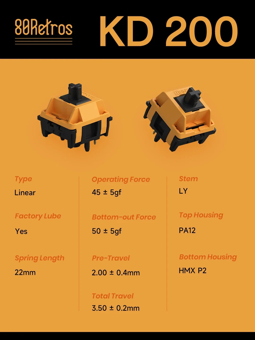 HMX KD200 Linear Switches (x35 box) - TypeHero
