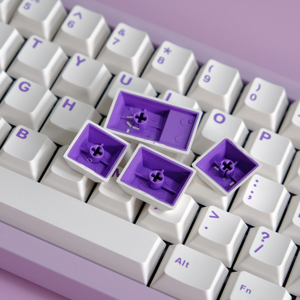 Aifei Purple on White ABS Doubleshot Cherry Keycaps