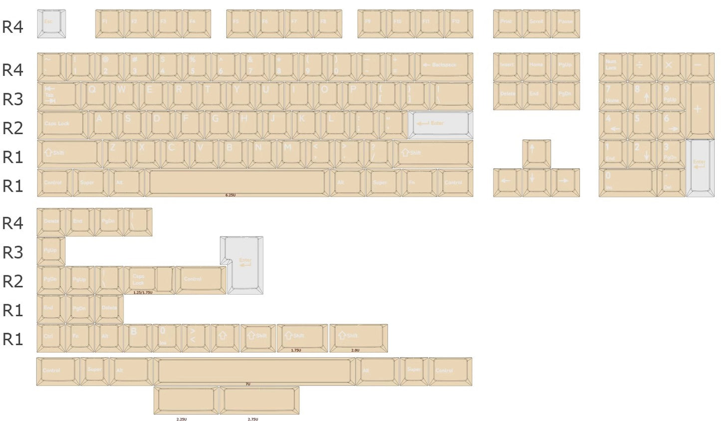 Cork PBT Dye Sub Keycaps Cherry Profile