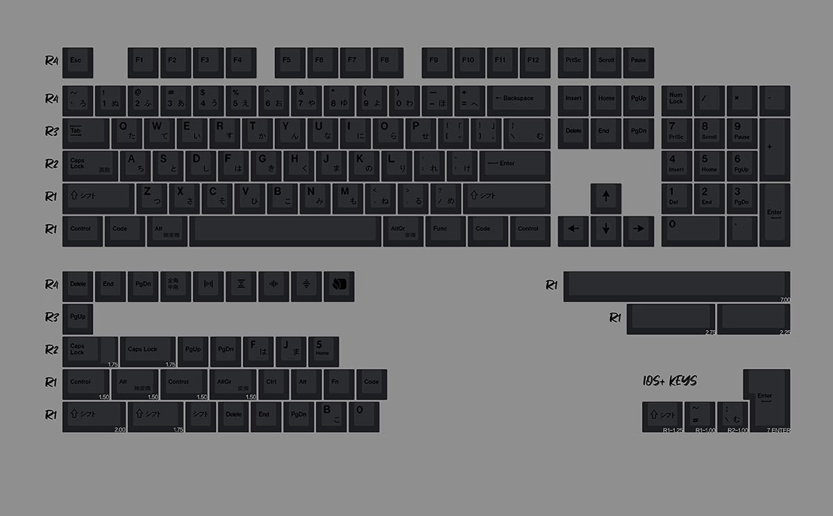 Black on Gray PBT Keycaps Cherry Profile - TypeHero