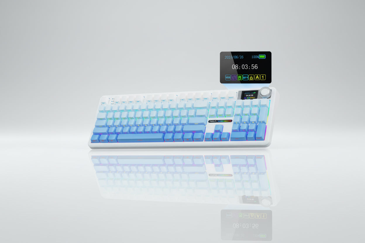 AULA F108 Pro – Full-Size Механична Клавиатура с Екран и Контролен Бутон